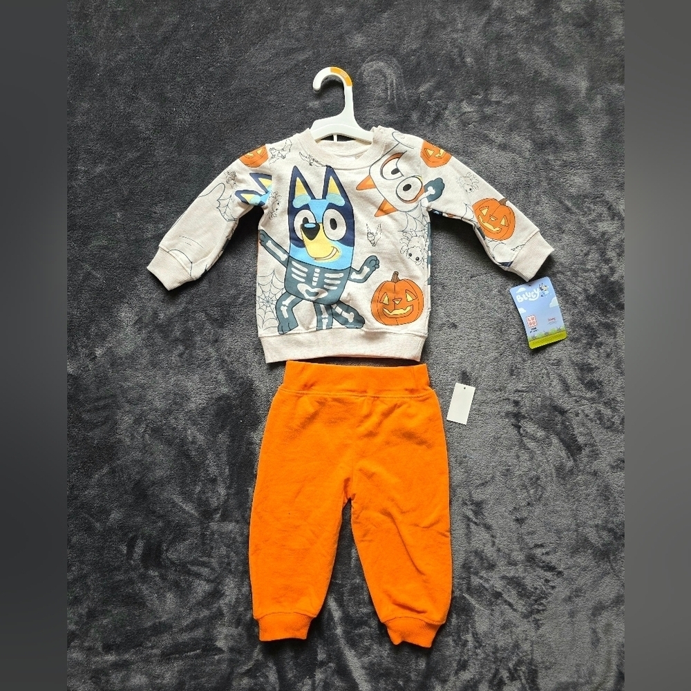 NWT Toddler Boy / girl Bluey and Bingo Halloween Top and Bottom Set, size 12 m